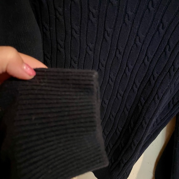 Ribbed cable holiday navy sweater boys 12/14 - Picture 3 of 4